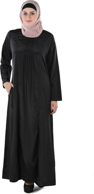 FORELEVY Polyester Solid Abaya(Black)