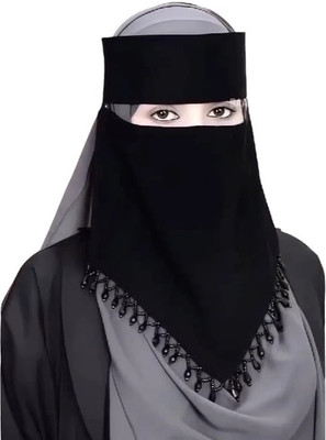 ETERNALLEXIS Chiffon Solid Naqab(Black)