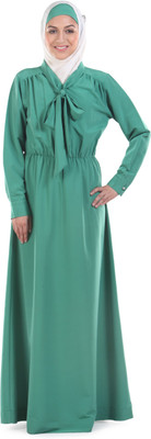 Momin Libas Polyester Solid Abaya(Green)