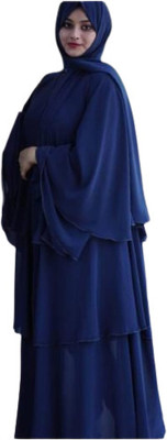 MM COLLECTION Polyester Self Design Burqa With Hijab(Blue)