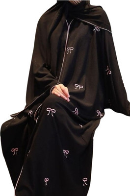 Hera Polyester Self Design Burqa(Black)