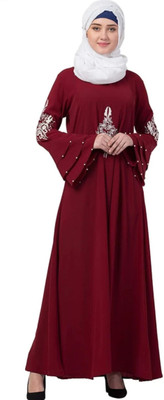 recent tdrends Georgette Solid Burqa With Hijab(Maroon)