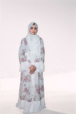 Cherry modest fashion Georgette Abaya With Hijab(White)