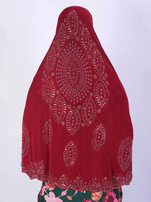 TEXNOVA Polyester Self Design Abaya(Red)
