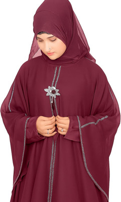 DCSTORE1 Cotton Blend Self Design Burqa With Hijab(Maroon)