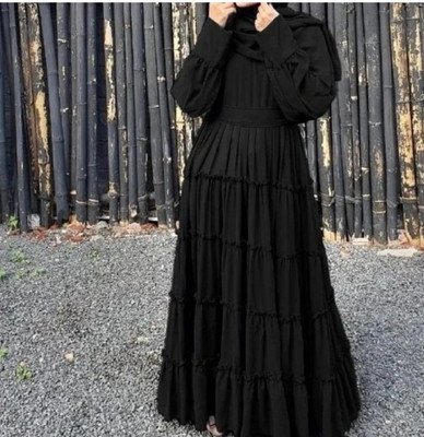 SK Collection Georgette Solid Naqab With Hijab(Black)