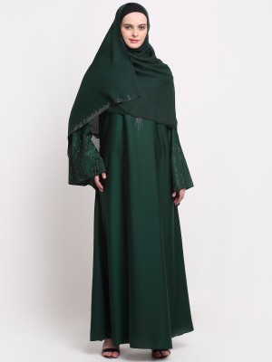 Klotthe Polyester Self Design Burqa(Green)