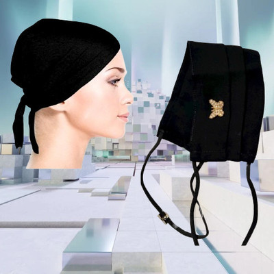 UNIQUE QUEEN Chiffon Solid Naqab(Black)