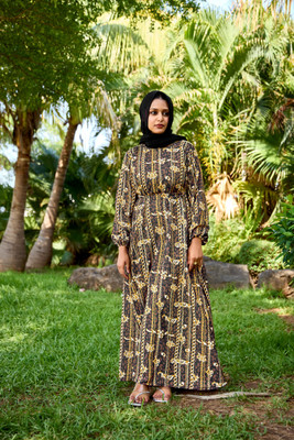 bhavyata Nida Matte Self Design Abaya(Brown)