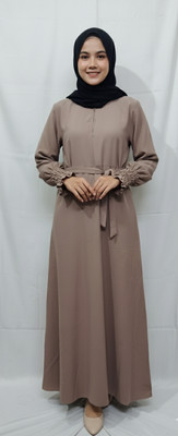 Ayan Polyester Solid Abaya(Brown)