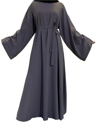 barakath Georgette Solid Abaya(Grey)