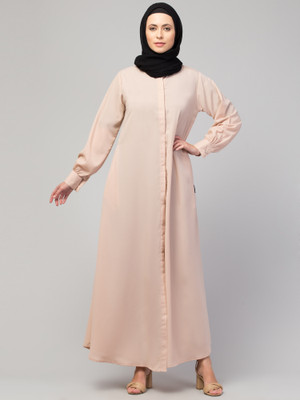 HIJAB WORLD Nida Matte Solid Abaya(Beige)