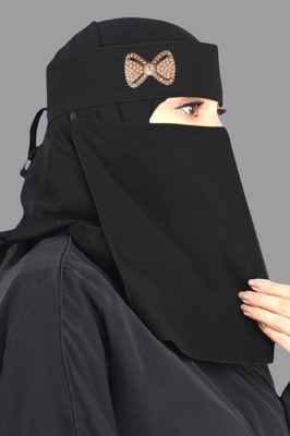 CRENCH CREATION Chiffon Solid Naqab(Black)