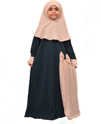 gb creation Polyester Self Design Abaya With Hijab(Pink)