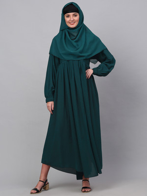 Klotthe Polyester Self Design Burqa(Green)