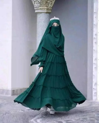 SHIFA Cotton Blend Solid Burqa With Hijab(Green)