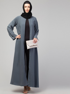 HIJAB WORLD Nida Matte Solid Burqa(Grey)