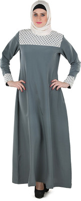 FORELEVY Polyester Solid Abaya(Grey)