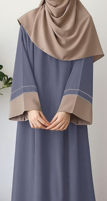 DCSTORE1 Polyester Self Design Burqa With Hijab(Grey, Brown)