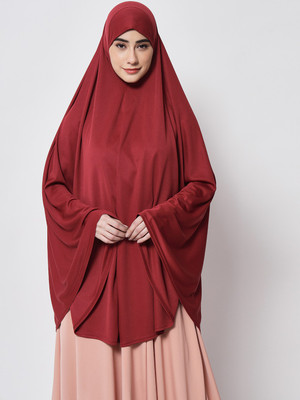 LE BOURGEOIS Polyester Solid Burqa(Maroon)