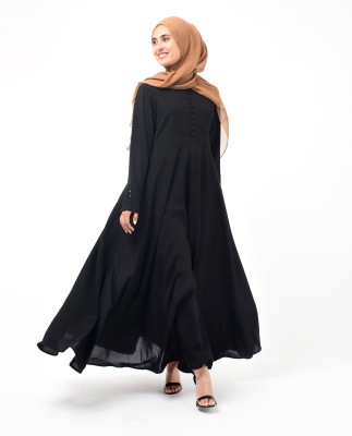 SILK ROUTE London Polyester Solid Abaya(Black)
