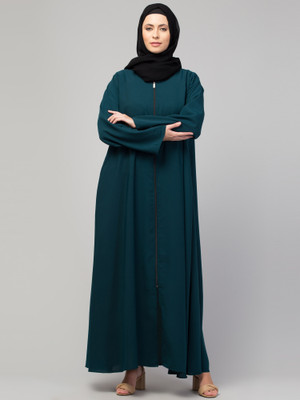 HIJAB WORLD Nida Matte Solid Abaya(Blue)