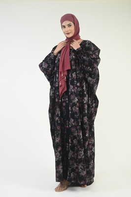 RUZAIN AL WAFI Cotton Blend Printed Abaya(Multicolor)