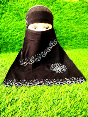 UNIQUE QUEEN Chiffon Self Design Abaya(Black)