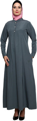 Momin Libas Polyester Solid Abaya(Grey)