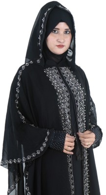 ABAYA MAYA ENTERPRISES Nida Matte Self Design Abaya With Hijab(Black)