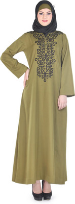 Momin Libas Polyester Solid Abaya(Green)