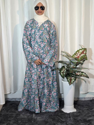ANBA Cotton Blend Solid Abaya(Blue)