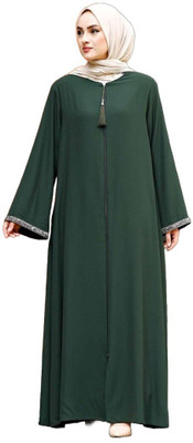 ovais abaya collection Nida Matte Solid Burqa With Hijab(Green)