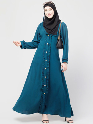 N4N Garments Nida Matte Solid Burqa With Hijab(Green)