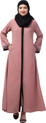 HAMOODIA Polyester Solid Abaya(Pink)