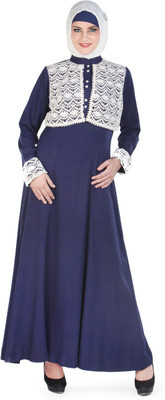 FORELEVY Polyester Self Design Abaya(Blue)