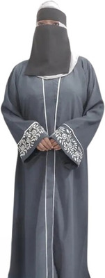 JK Enterprises Cotton Blend Self Design Abaya(Grey)