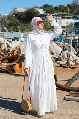 Rinku Polyester Abaya(White)