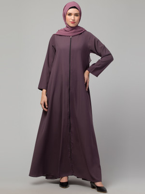 HIJAB WORLD Nida Matte Solid Abaya(Purple)
