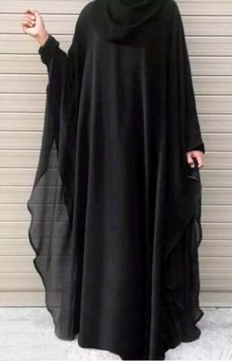 BURAQUE ENTERPRISES Polyester Abaya With Hijab(Black)