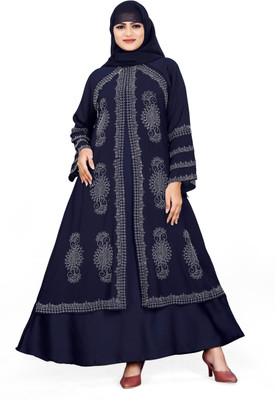 AMBAJI FASHION Polyester Burqa With Hijab(Blue)