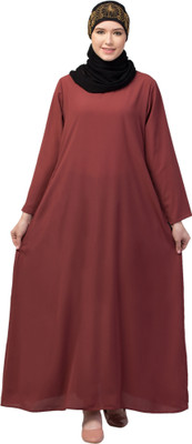 NAZNEENFASHIONN Nida Matte Solid Abaya(Maroon)