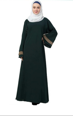 recent tdrends Crepe Solid Abaya With Hijab(Green)