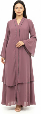 maabaya Kashibo, Georgette Abaya With Hijab(Pink)