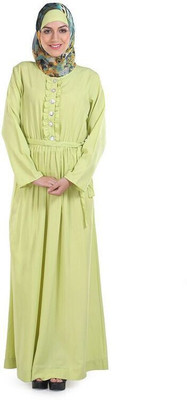 FORELEVY Polyester Solid Abaya(Green)