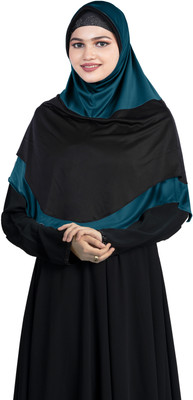 mehar hijab Polyester Solid Abaya(Green, Black)