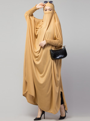 Nazneen Polyester Solid Abaya(Gold)