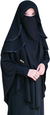 AL-AZWAZ Polyester Self Design Burqa With Hijab(Black)