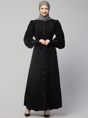 HIJAB WORLD Nida Matte Abaya(Black)