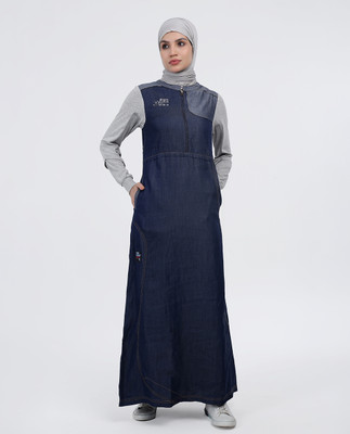 SILK ROUTE London Polyester Abaya(Blue)